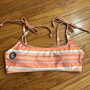 Aeropostale Striped Sunset Orange Bikini Top